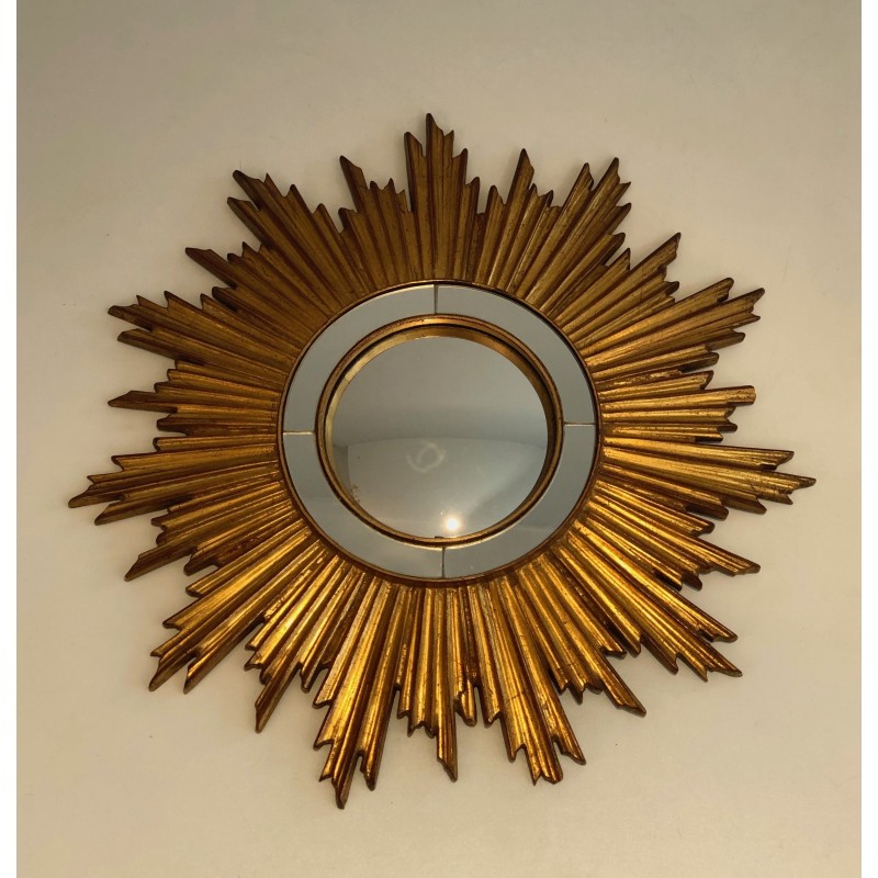 Vintage sunshine mirror in gold resin, France 1970s