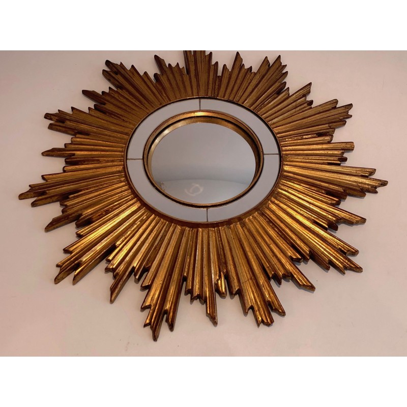 Vintage sunshine mirror in gold resin, France 1970s