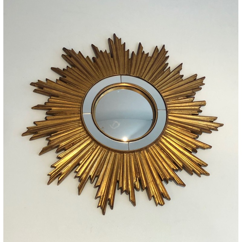 Vintage sunshine mirror in gold resin, France 1970s