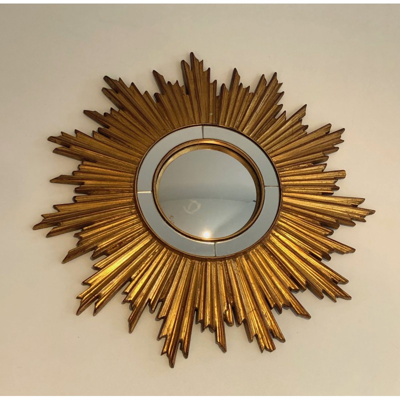 Espelho de luz solar Vintage em resina dourada, França 1970