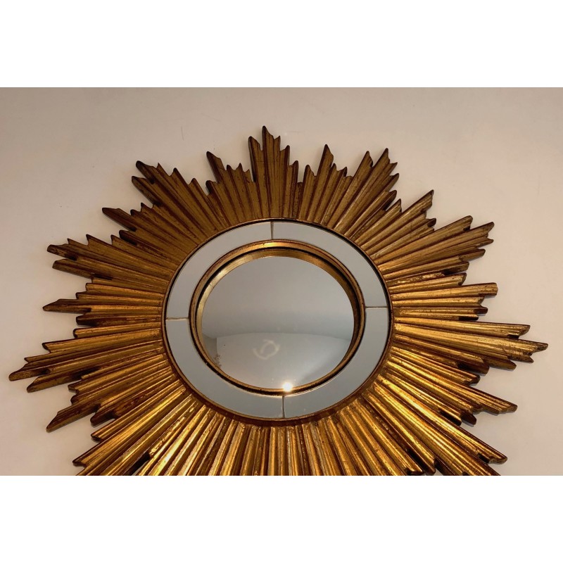 Specchio da sole vintage in resina dorata, Francia 1970