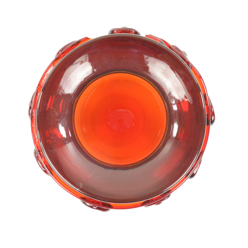 Vintage red glass vase by Jerzy Słuczan-Orkusz for Krakow Glass Institute, Poland 1970s