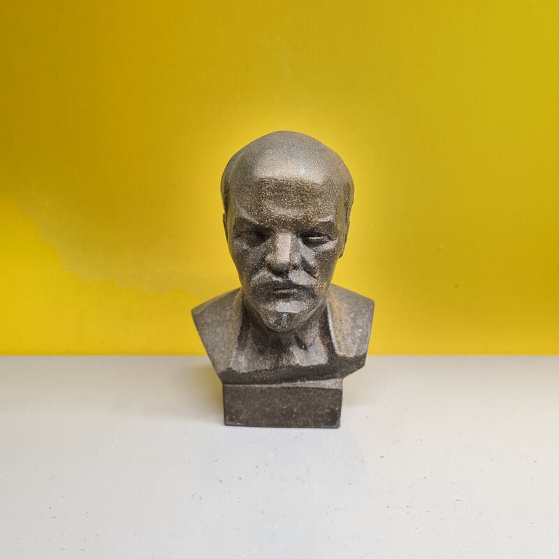 Busto in metallo vintage di Lenin