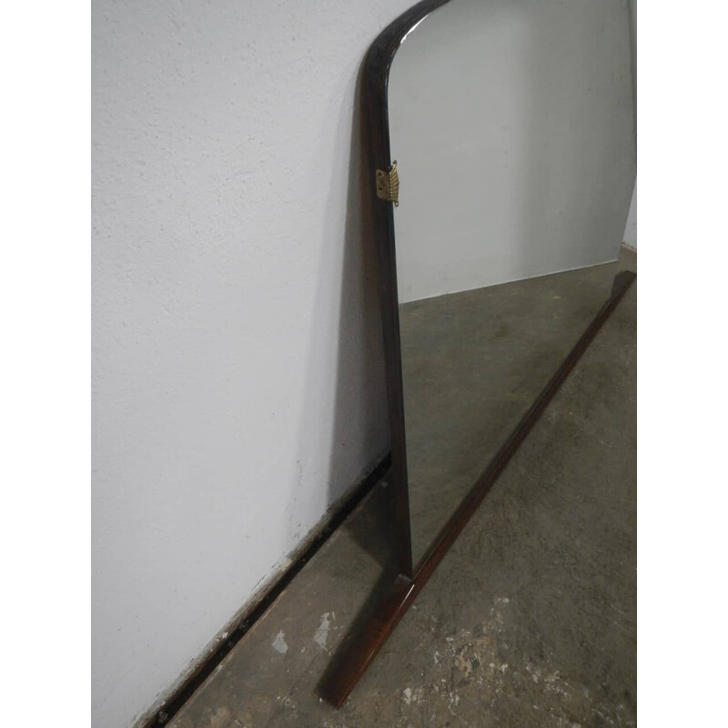 Vintage mirror in beech, walnut and brass