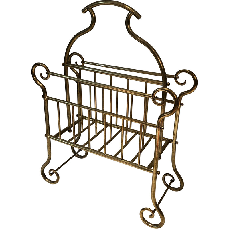 Vintage brass magazine rack, France 1900s