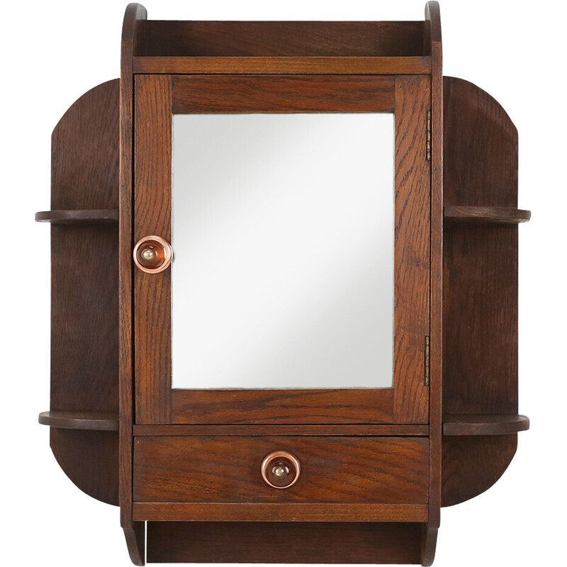 Vintage shaving cabinet with mirror and drawer, 1940s