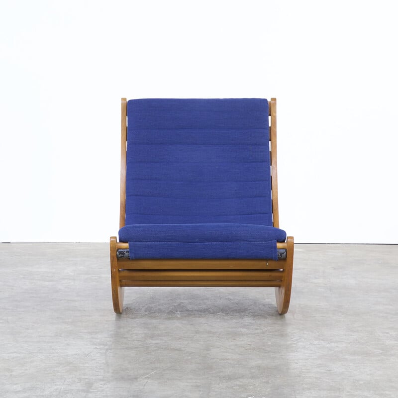 Chaise à bascule bleu en hêtre de Verner Panton pour Rosenthal - 1970