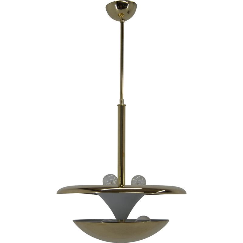 Vintage Bauhaus brass chandelier by Franta Anyz for Ias, 1920s