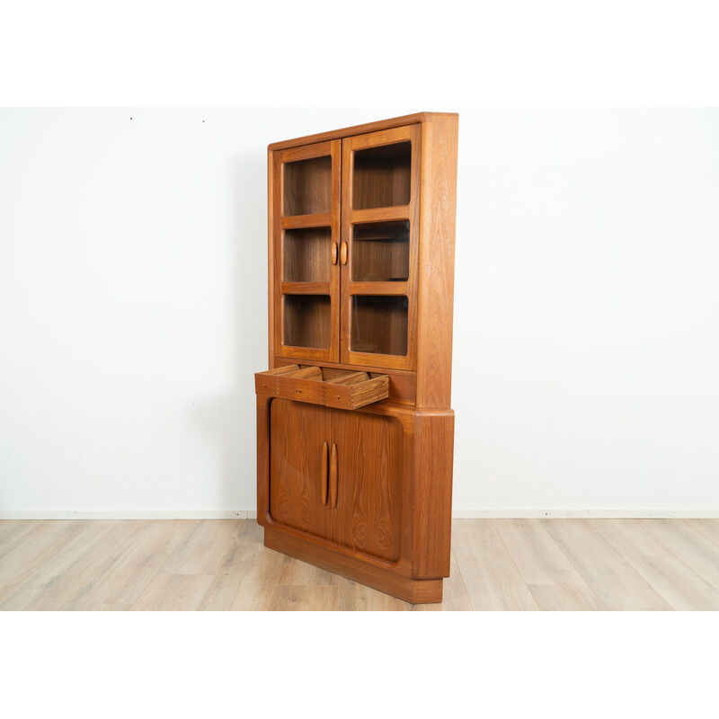 Vintage wood and glass corner cabinet by Dyrlund