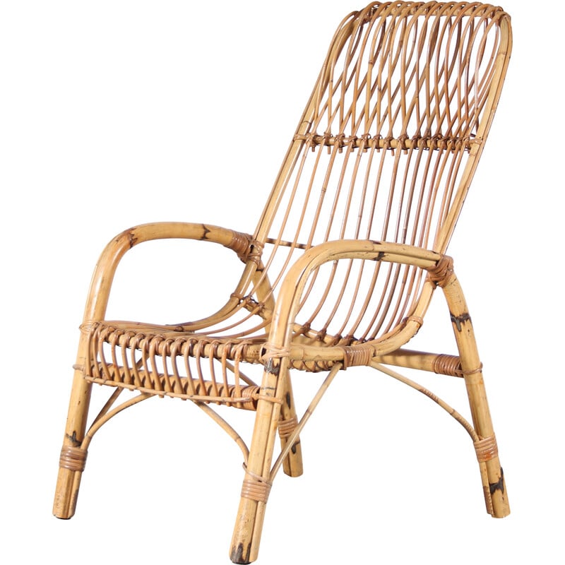 Vintage "Französische Riviera" Bambussessel von Franco Albini, Italien 1950er Jahre