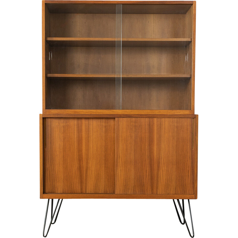 Vintage display cabinet in walnut, glass and pin, Germany 1950s