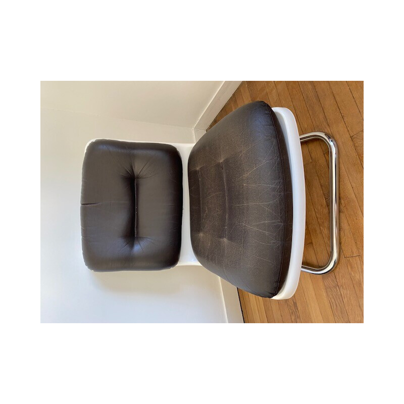 Vintage armchair in metal and leatherette by Albert Jacob for Grosfillex, 1970s