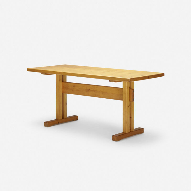 Mesa vintage de pino macizo, selección Charlotte Perriand para Les Arcs, 1960