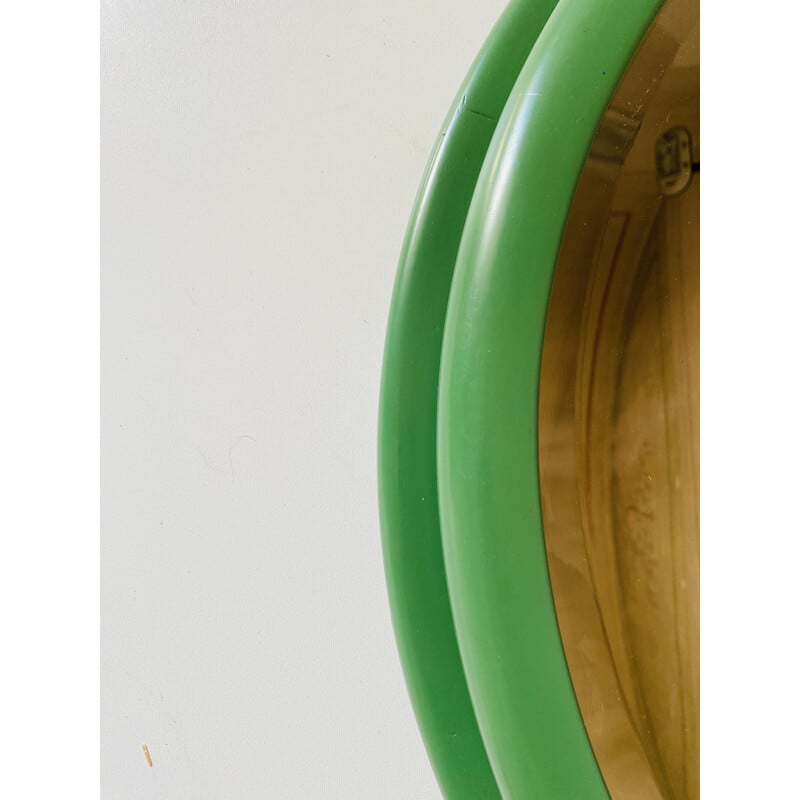 Vintage round mirror with green wooden frame, Italy 1960s