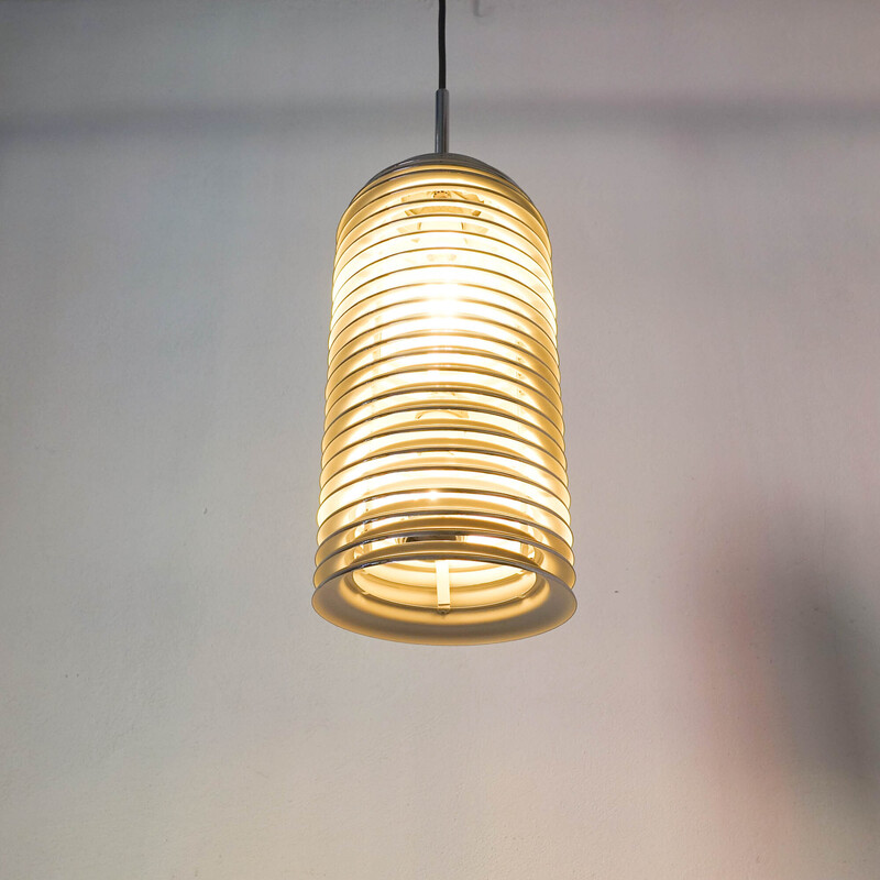 Vintage Saturno pendant lamp in chromed metal by Kazuo Motozawa for Staff Leuchten, 1970s