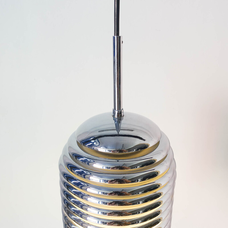 Lámpara colgante vintage Saturno en metal cromado de Kazuo Motozawa para Staff Leuchten, años 70