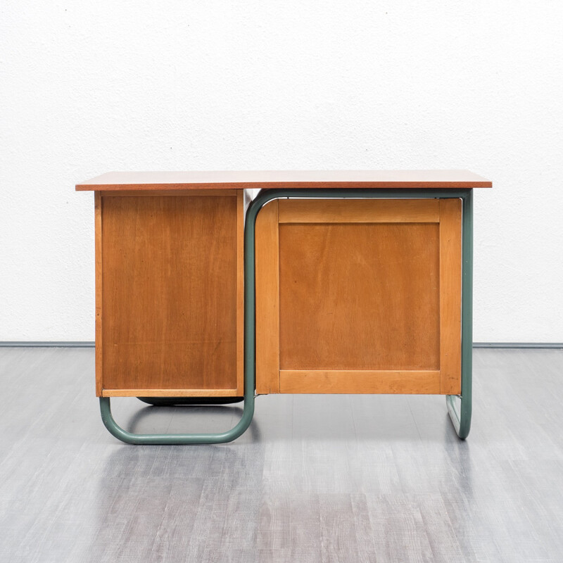 Writing desk in beechwood and metal - 1950s