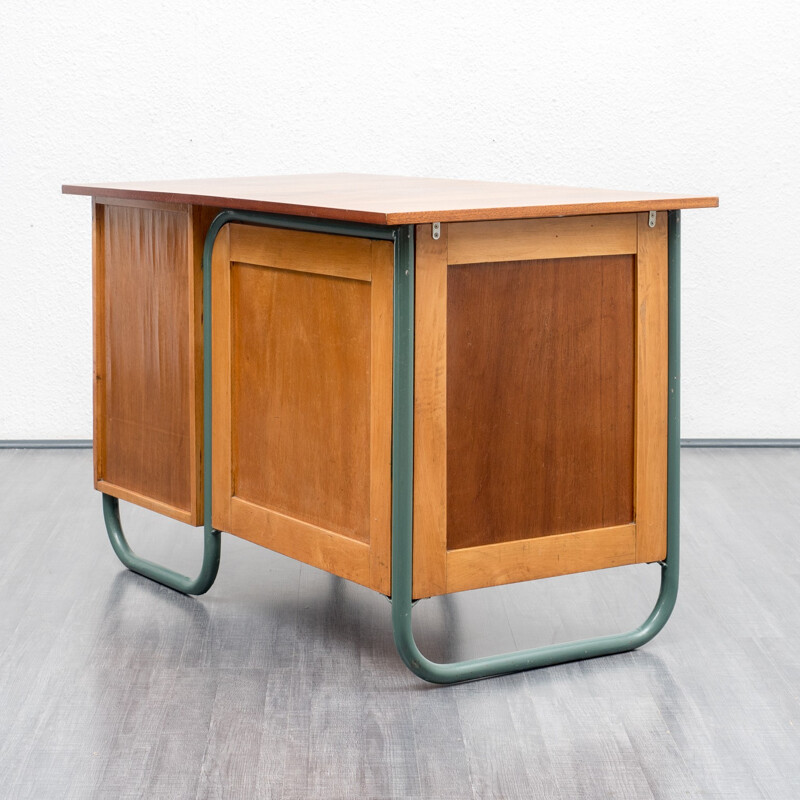 Writing desk in beechwood and metal - 1950s