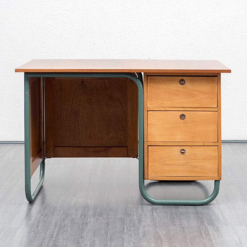 Writing desk in beechwood and metal - 1950s