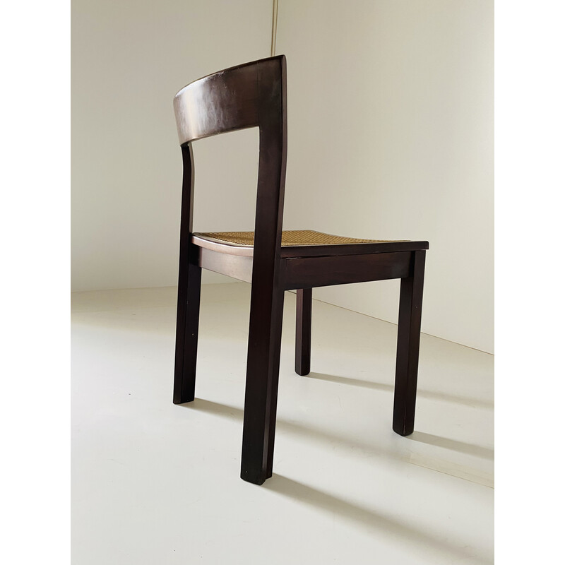 Juego de 8 sillas vintage de caña y madera maciza, Italia años 80
