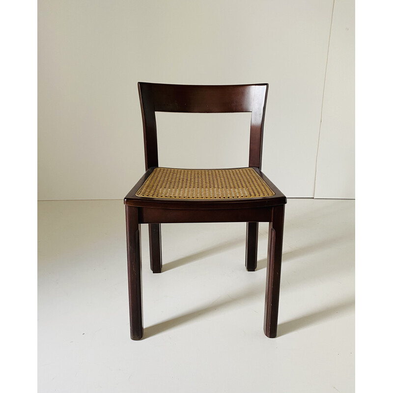 Juego de 8 sillas vintage de caña y madera maciza, Italia años 80