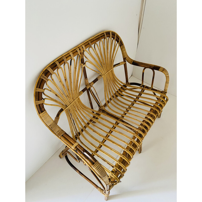 Vintage rattan and bamboo garden set, Italy 1970s