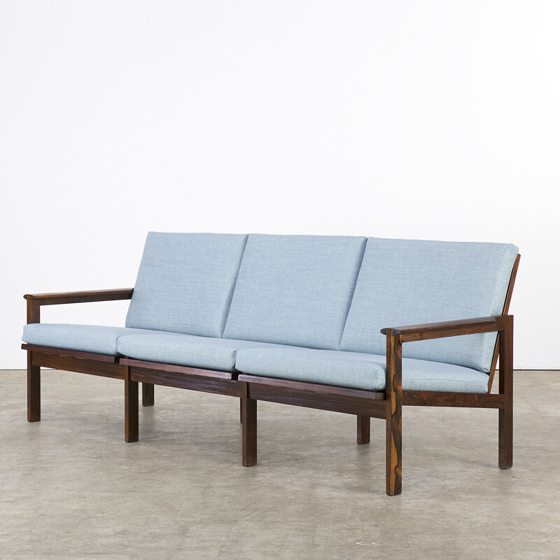 3-seater blue rosewood sofa by Illum Wikkelsø for Niels Eilersen - 1960s