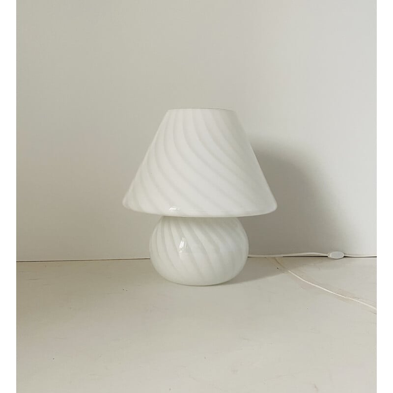 Vintage glass mushroom table lamp, 1950s