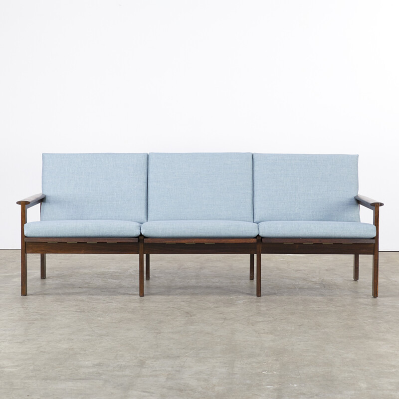 3-seater blue rosewood sofa by Illum Wikkelsø for Niels Eilersen - 1960s