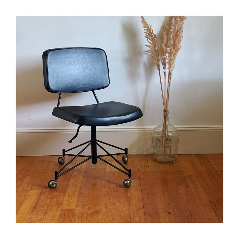 Vintage Cm 197 metal and skai desk chair by Pierre Paulin for Thonet, 1958s