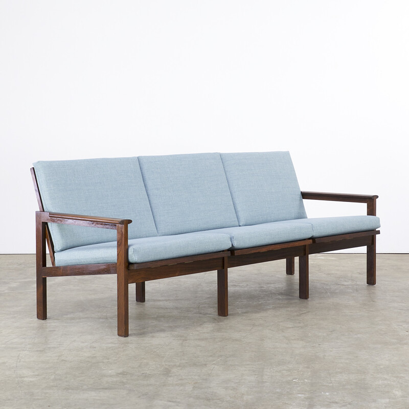3-seater blue rosewood sofa by Illum Wikkelsø for Niels Eilersen - 1960s