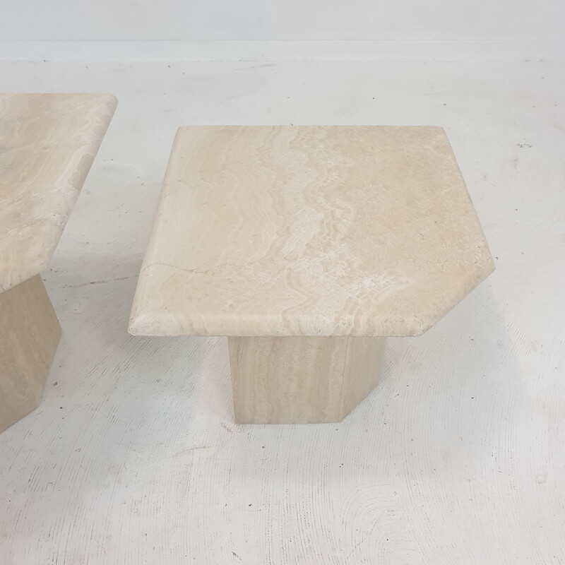 Set of 3 vintage marble coffee tables, Italy 1980s