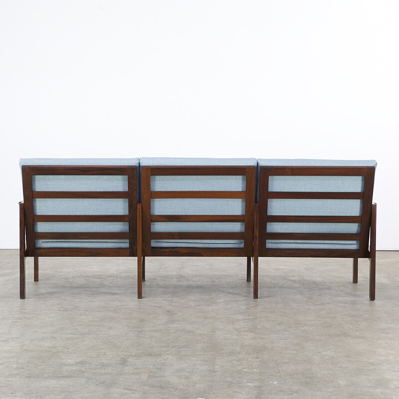 3-seater blue rosewood sofa by Illum Wikkelsø for Niels Eilersen - 1960s