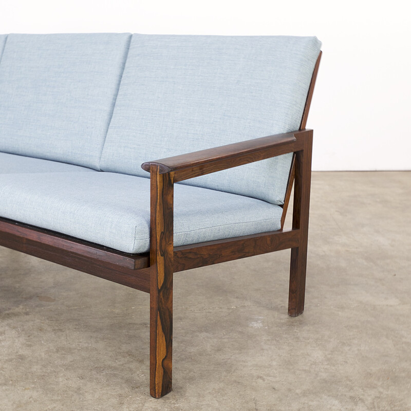 3-seater blue rosewood sofa by Illum Wikkelsø for Niels Eilersen - 1960s