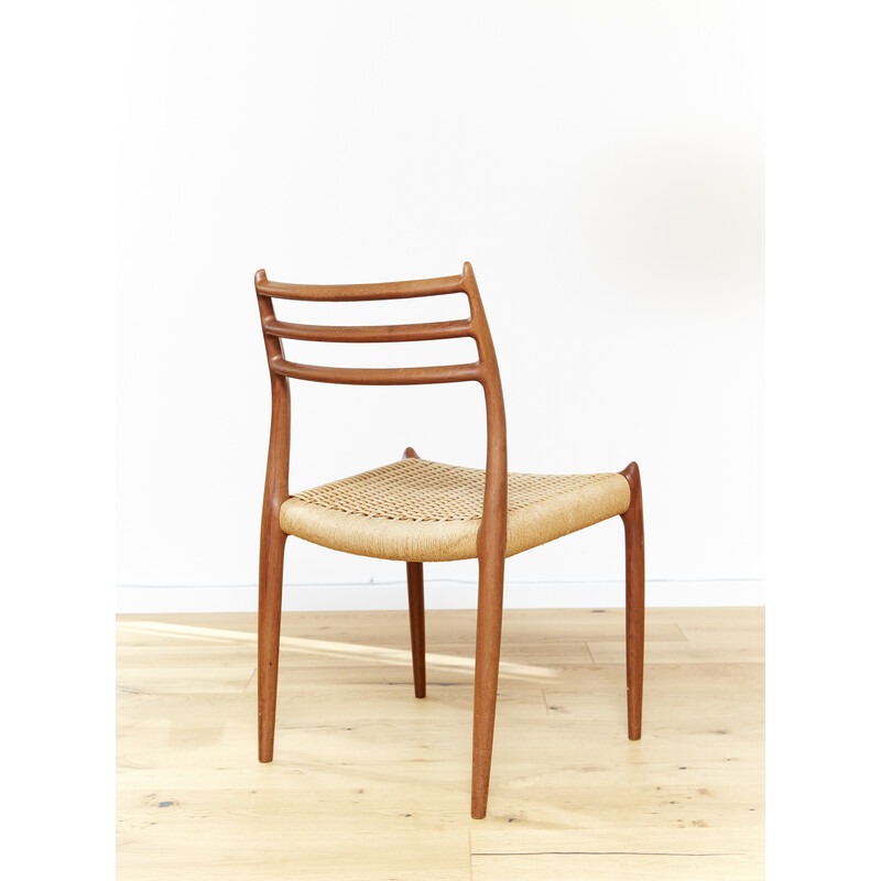 Vintage 78 chair in teak and paper cord by Niels Otto Möller for J.L. Møllers, Denmark