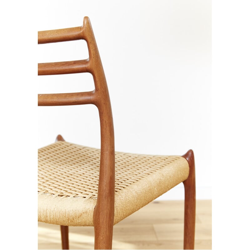 Vintage 78 chair in teak and paper cord by Niels Otto Möller for J.L. Møllers, Denmark