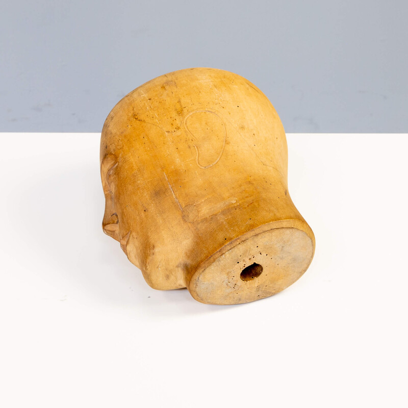 Escultura Vintage "cabeça de moleiro" em madeira, Alemanha 1910-1930s