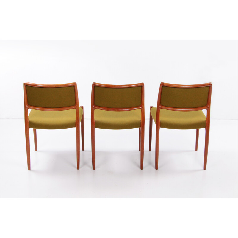 Set of 6 vintage model 80 chairs by Neils Moller for JL Moller, Denmark 1968s