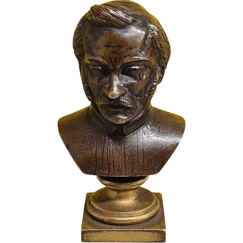 Busto masculino de bronze Vintage por A. Givet, 1863s