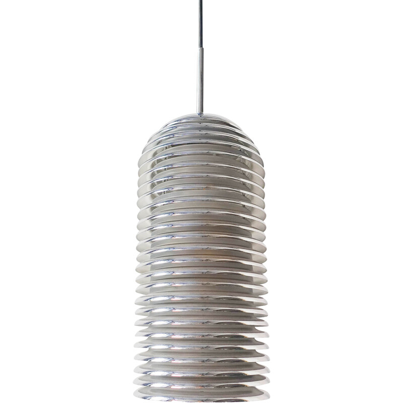 Vintage Saturno pendant lamp in chromed metal by Kazuo Motozawa for Staff Leuchten, 1970s