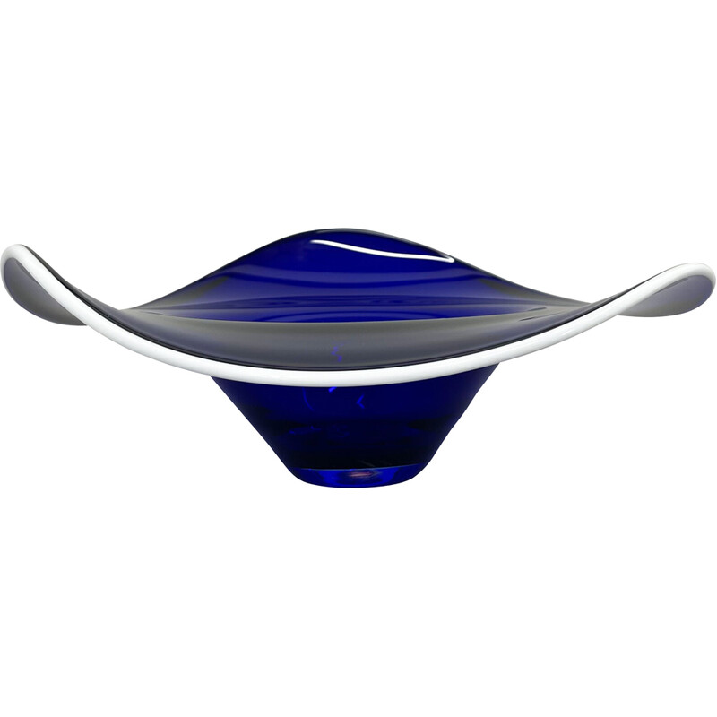 Vintage bowl in dark blue glass, Czechoslovakia 1970s