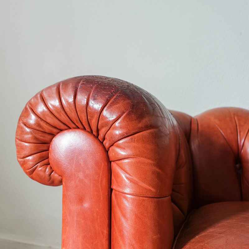 Vintage wood and leather sofa by Hans Kaufeld, Germany 1960s