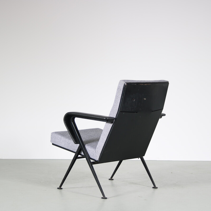 Par de cadeiras de sala "Repose" vintage em metal e tecido cinzento de Friso Kramer para Ahrend de Cirkel, Holanda nos anos 60