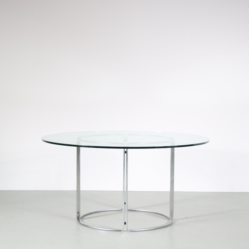 Table vintage en métal chromé et verre par Horst Brüning pour Kill International, Allemagne 1960