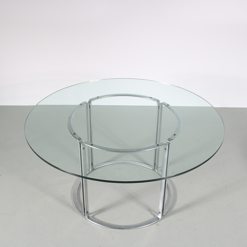 Mesa vintage de metal cromado y cristal de Horst Brüning para Kill International, Alemania años 60