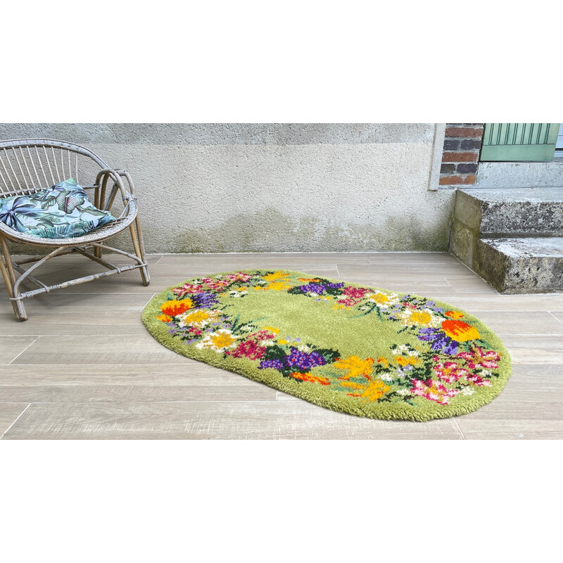 Vintage oval wool rug, 1970s