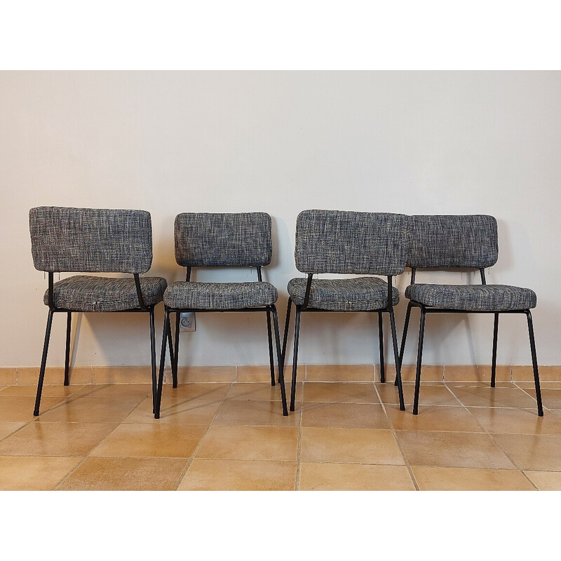 Set of 4 vintage metal chairs by André Simard for Airborne, 1950s-1960s
