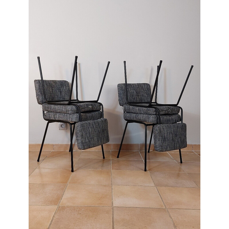 Conjunto de 4 cadeiras de metal vintage de André Simard para Airborne, 1950-1960