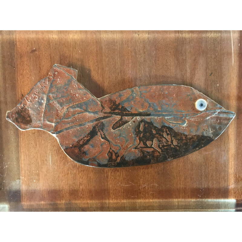 Vintage Fisch Skulptur aus oxidiertem Eisen vonRoger Bezombes, 1980
