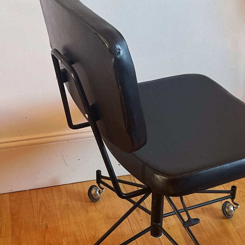 Vintage Cm 197 metal and skai desk chair by Pierre Paulin for Thonet, 1958s